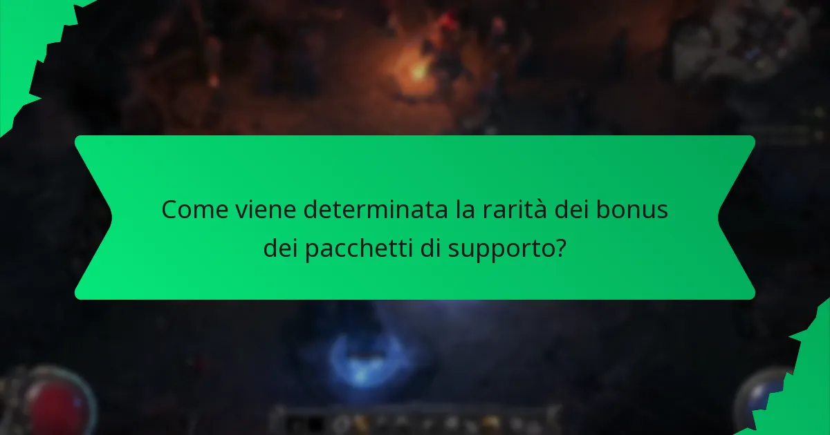 Come viene determinata la rarità dei bonus dei pacchetti di supporto?