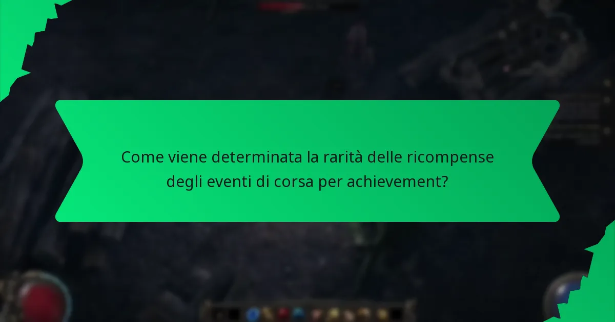 Come viene determinata la rarità delle ricompense degli eventi di corsa per achievement?